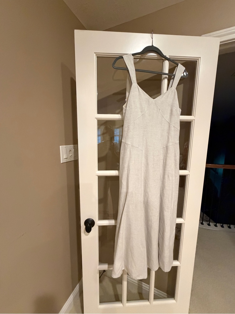Loft - Women's linen Tan Maxi Sundress with Wide Straps